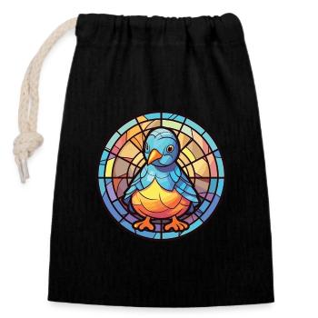 Chick Colorful Watercolor Animal Pet Illustration - Closable cotton gift bag (14x20cm) - black - Front