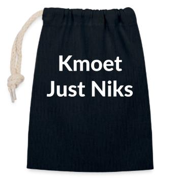 Kmoet Just Niks, Chemises en dialecte anversois - Sac cadeau en coton avec cordon (14 x 20 cm) - bleu marine - Devant