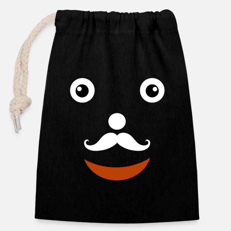 Visage de clown vintage pour costumes - Sac cadeau en coton avec cordon (14 x 20 cm) - noir