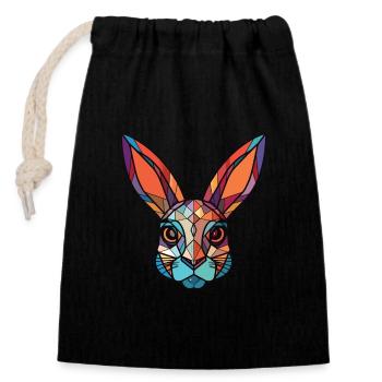 Lapin Aquarelle Colorée Animal Illustration D’animaux De Compagnie - Sac cadeau en coton avec cordon (14 x 20 cm) - noir - Devant