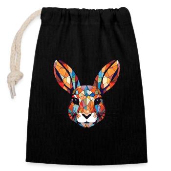 Lapin Aquarelle Colorée Animal Illustration D’animaux De Compagnie - Sac cadeau en coton avec cordon (14 x 20 cm) - noir - Devant