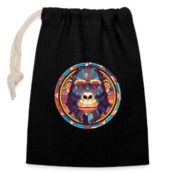 Ape Colorful Watercolor Animal Pet Illustration - Closable cotton gift bag (14x20cm) - black - Front