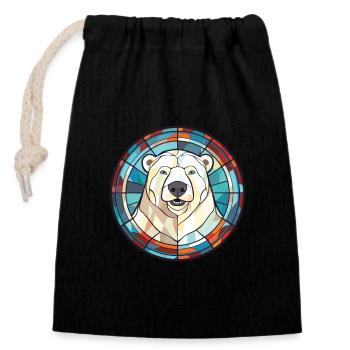 Polar Bear Colorful Watercolor Animal Illustration - Closable cotton gift bag (14x20cm) - black - Front