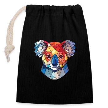 Koala Colorful Watercolor Animal Pet Illustration - Closable cotton gift bag (14x20cm) - black - Front
