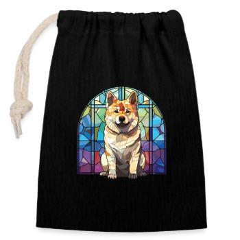 Akita Dog Breed Colorful Watercolor Illustration - Closable cotton gift bag (14x20cm) - black - Front