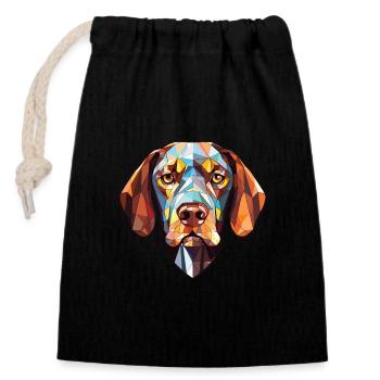 Burgos Pointer chien race aquarelle Illustration - Sac cadeau en coton avec cordon (14 x 20 cm) - noir - Devant