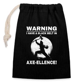 Axt Werfen Ninja Axt Werfer Schwarzgurt Lustig - Verschließbarer Geschenkbeutel aus Baumwolle (14x20cm) - Schwarz - Vorne