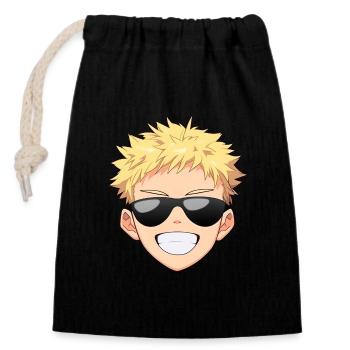Cool Anime Face Emoji - Chemise Anime - Sac cadeau en coton avec cordon (14 x 20 cm) - noir - Devant