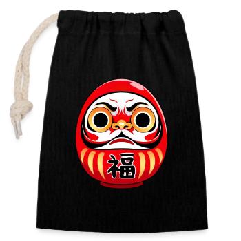 Daruma Doll - Anime Shirt - Verschließbarer Geschenkbeutel aus Baumwolle (14x20cm) - Schwarz - Vorne