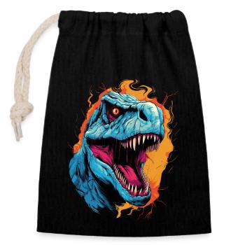 T-Rex Dinosaurier Dino Tyrannosaurus Rex Vintage - Verschließbarer Geschenkbeutel aus Baumwolle (14x20cm) - Schwarz - Vorne