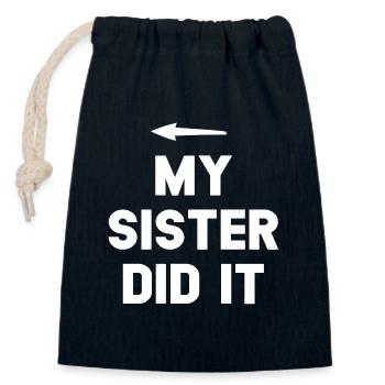 Sister Achievement Bold Quote - Closable cotton gift bag (14x20cm) - navy - Front
