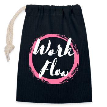 Flux de travail, Productivité, Focalisation, Motivation, Chemise - Sac cadeau en coton avec cordon (14 x 20 cm) - bleu marine - Devant