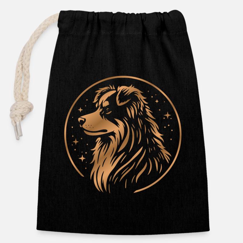 Dream Dog Aussie Copper - Closable cotton gift bag (14x20cm) - black