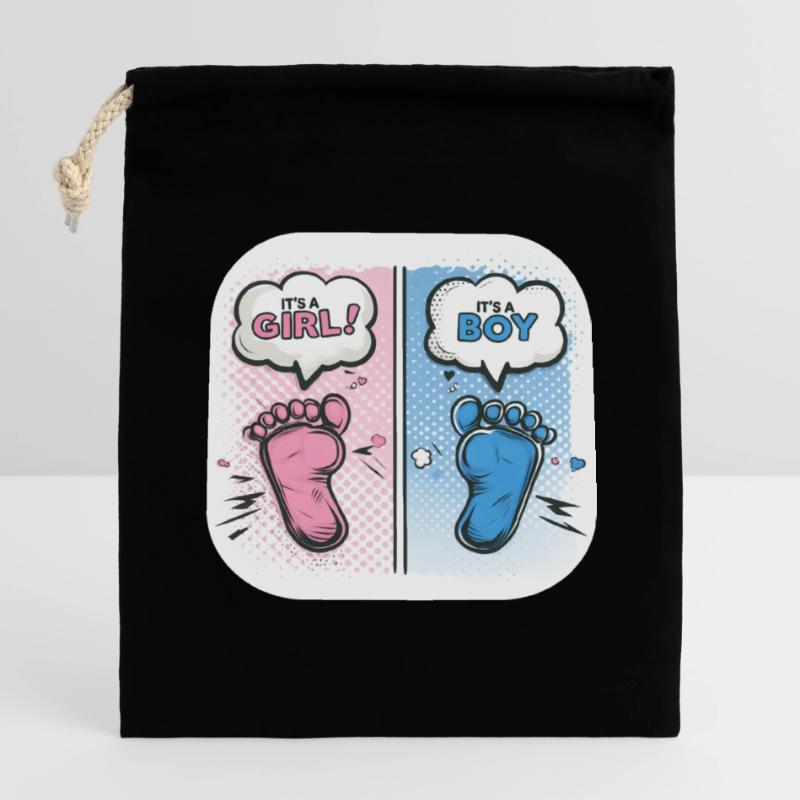 Füße Geschlecht Baby Junge oder Mädchen Verschließbarer Geschenkbeutel aus Baumwolle (14x20cm)