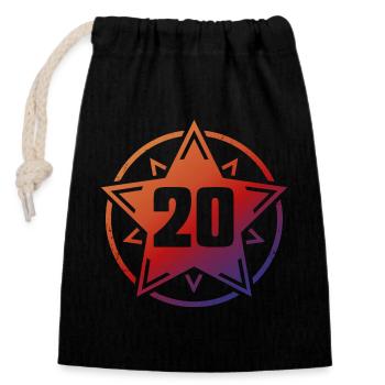 Superstar 20 - Closable cotton gift bag (14x20cm) - black - Front