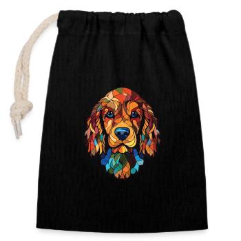 Cockapoo Hunderasse Aquarell Glas Illustration - Verschließbarer Geschenkbeutel aus Baumwolle (14x20cm) - Schwarz - Vorne