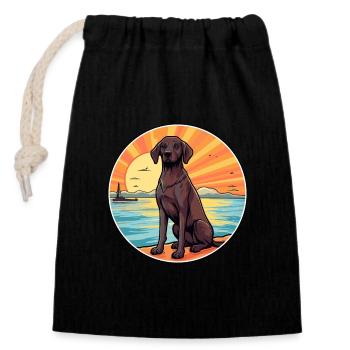 Berger De Beauce Dog Breed Cartoon Kawaii Clipart - Closable cotton gift bag (14x20cm) - black - Front