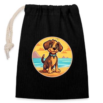 Cao De Seo Miguel Dog Breed Cartoon Kawaii - Closable cotton gift bag (14x20cm) - black - Front