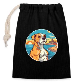 Córdoba Kampfhund Rasse Cartoon Kawaii Clipart - Verschließbarer Geschenkbeutel aus Baumwolle (14x20cm) - Schwarz - Vorne