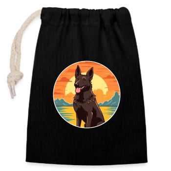 Holländisch Schäferhund Rasse Cartoon Kawaii Clipart - Verschließbarer Geschenkbeutel aus Baumwolle (14x20cm) - Schwarz - Vorne
