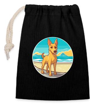 Dingo Hund Rasse Cartoon Kawaii Clipart Aquarell - Verschließbarer Geschenkbeutel aus Baumwolle (14x20cm) - Schwarz - Vorne