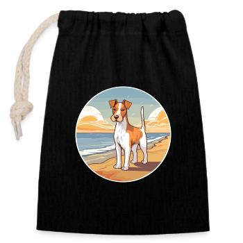 Foxterrier Glatter Hund Rasse Cartoon Kawaii Hund - Verschließbarer Geschenkbeutel aus Baumwolle (14x20cm) - Schwarz - Vorne