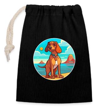 Magyar Agar chien race dessin animé Kawaii Clipart chien - Sac cadeau en coton avec cordon (14 x 20 cm) - noir - Devant