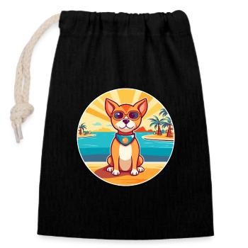 Perro de Presa Mallorquinische Hunderasse Cartoon Kawaii - Verschließbarer Geschenkbeutel aus Baumwolle (14x20cm) - Schwarz - Vorne