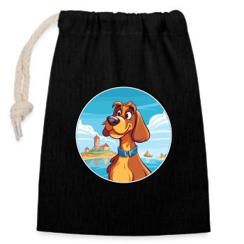 Slovensky Kopov Hund Rasse Cartoon Kawaii Clipart - Verschließbarer Geschenkbeutel aus Baumwolle (14x20cm) - Schwarz - Vorne