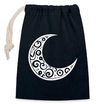 Weißer Mond Symbol, Mond Tattoo, Astrologie - Verschließbarer Geschenkbeutel aus Baumwolle (14x20cm) - Navy - Vorne