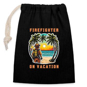 Pompier en vacances - Sac cadeau en coton avec cordon (14 x 20 cm) - noir - Devant