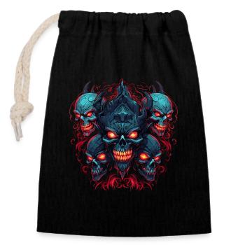 Abstract Devil Satan Skeleton Demons - Closable cotton gift bag (14x20cm) - black - Front