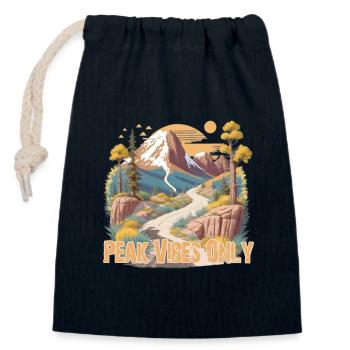 Hiking, Mountains - Closable cotton gift bag (14x20cm) - navy - Front