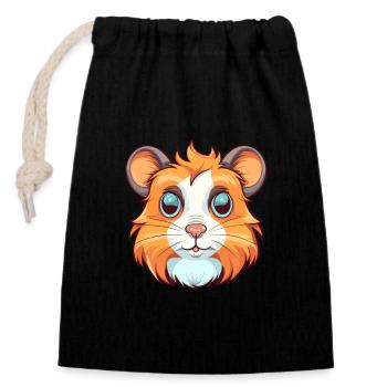 Hamster Aquarelle Colorée Dessin Animé Kawaii Animal - Sac cadeau en coton avec cordon (14 x 20 cm) - noir - Devant