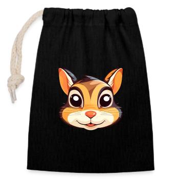 Chipmunk Aquarelle Colorée Dessin Animé Kawaii Animal - Sac cadeau en coton avec cordon (14 x 20 cm) - noir - Devant