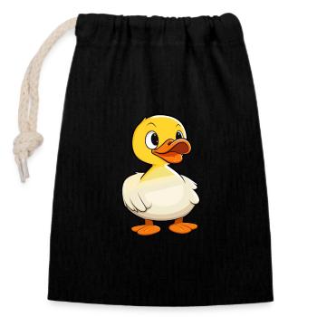 Canard mignon dessin animé kawaii aquarelle animal animal de compagnie - Sac cadeau en coton avec cordon (14 x 20 cm) - noir - Devant