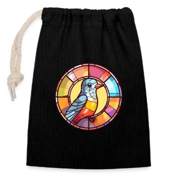Cuckoo Stained Glass Colorful Cartoon Kawaii Anima - Closable cotton gift bag (14x20cm) - black - Front