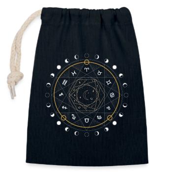 Mystic Moon Sigil Circle - Closable cotton gift bag (14x20cm) - navy - Front