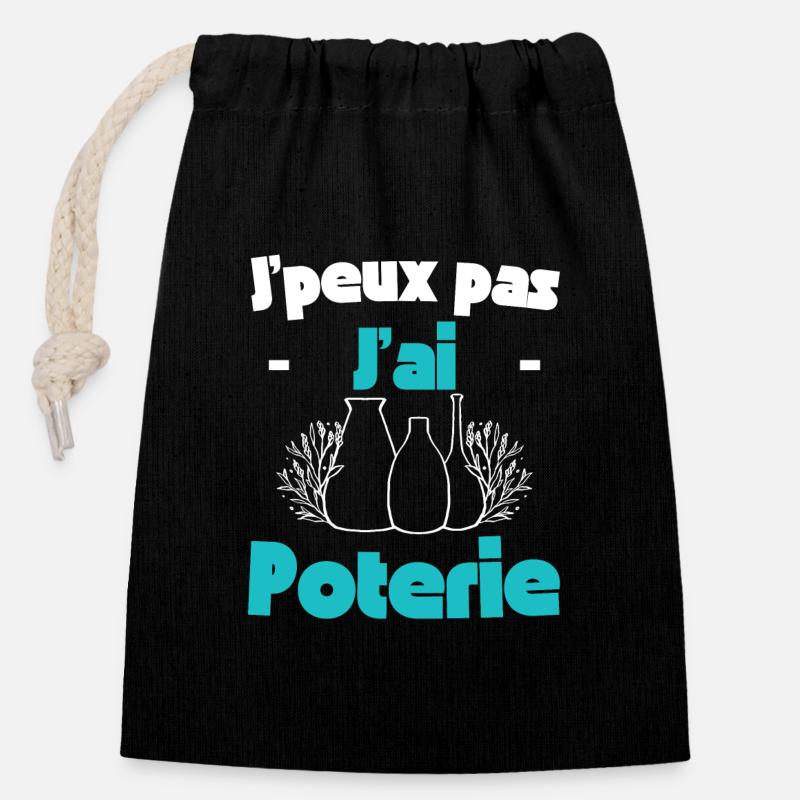 Poterie Cadeau d'anniversaire - Sac cadeau en coton avec cordon (14 x 20 cm) - noir