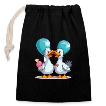Gooses Kawaii Cartoon Pet Playing With Balloons - Closable cotton gift bag (14x20cm) - black - Front