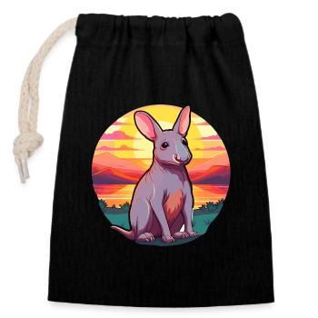 Aardvark Colorful Watercolor Cartoon Kawaii Animal - Closable cotton gift bag (14x20cm) - black - Front
