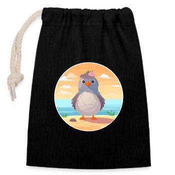 Cuckoo Cartoon Yoga Beach Summer Illustration - Closable cotton gift bag (14x20cm) - black - Front