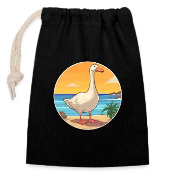 Goose Watercolor Cartoon Kawaii Clipart Animal - Closable cotton gift bag (14x20cm) - black - Front