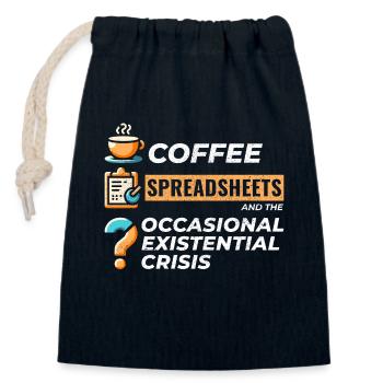 Accountant Bookkeeping Coffee Spreadsheets Funny - Closable cotton gift bag (14x20cm) - navy - Front