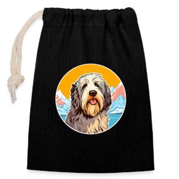 Katalanischer Schäferhund Hund Rasse Cartoon Kawaii Watercol - Verschließbarer Geschenkbeutel aus Baumwolle (14x20cm) - Schwarz - Vorne