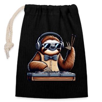 Dj Funny Animals - Closable cotton gift bag (14x20cm) - black - Front