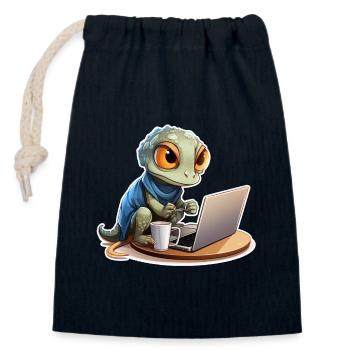 Chemise drôle de gecko gecko sur Internet Coffee Nerd - Sac cadeau en coton avec cordon (14 x 20 cm) - bleu marine - Devant