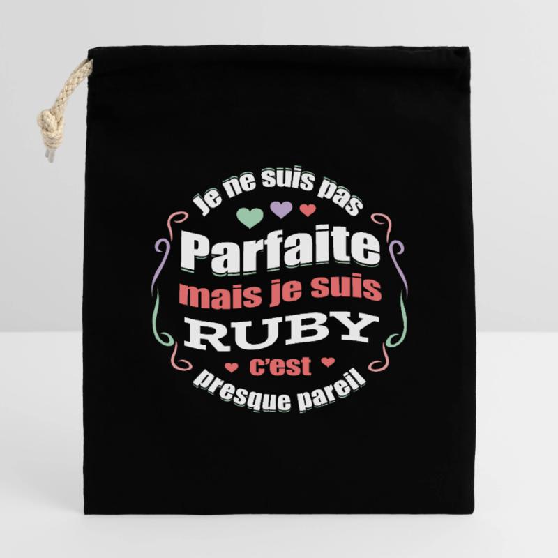 RUBY PARFAITE - PRENOM RUBY Sac cadeau en coton avec cordon (14 x 20 cm)