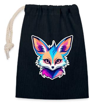 Desert Fox Fennec Drawing - Closable cotton gift bag (14x20cm) - navy - Front