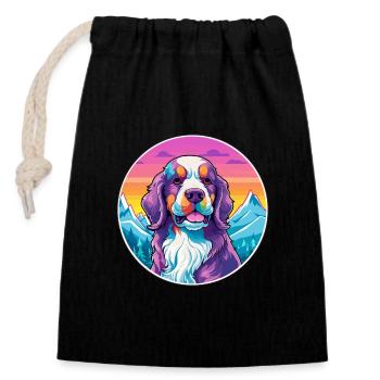 Billy Dog Breed Cartoon Kawaii aquarelle - Sac cadeau en coton avec cordon (14 x 20 cm) - noir - Devant